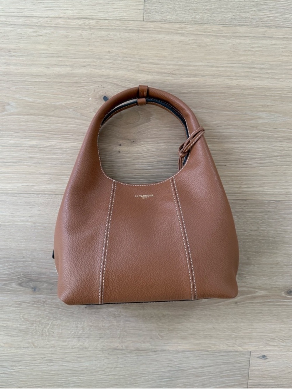 NWT Le Tanneur Small Juliette Handbag in Tan Brown Grained Leather - Picture 5 of 10